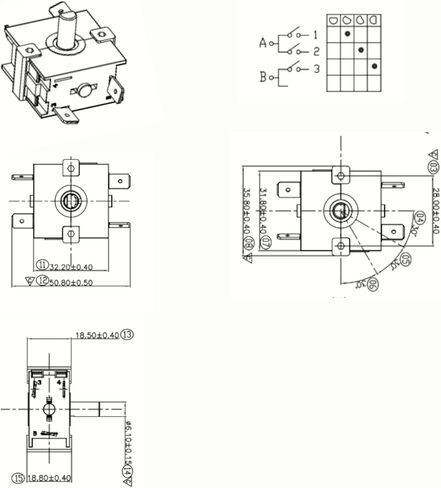 HQRP Heavy-Duty Rotary Switch 4-Position 3-Speed 120V-250V, 15A Fan Heater Speed Selector, UL Listed in Saudi Arabia