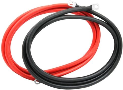 2 AWG 2 مقاييس أحمر + أسود من النحاس النقي كابلات عاكس البطارية 12 بوصة 1FT كابلات عاكس البطارية مع عروات 3/8 بوصة على كلا الطرفين للطاقة الشمسية، RV، السيارة، القارب، السيارات، البحرية in Kuwait
