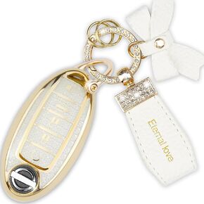 Key Fob Cover with Diamond Keychain for Nissan Car Key Shell Compatible with Nissan Altima Rogue Sentra Pathfinder Frontier Maxima Titan Murano Kicks Juke Versa (5 Buttons-Pink Bowknot) in Saudi Arabia