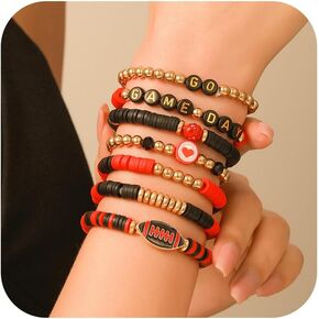Game Day Bracelets for Women Football Baseball Bracelet Stackable Heishi Clay Beaded Stretch Bracelets Football Baseball Outfit Jewelry Accessories Party Favors Gifts in Saudi Arabia