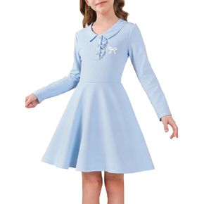 JiAmy Toddler Girls Dresses Long Sleeve Ruffle Button Down Kids Polo School High Waist Fall Casual Dress in Kuwait
