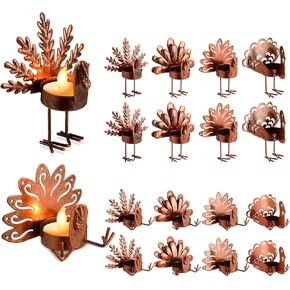 48 قطعة من موموفي، حامل شموع لعيد الشكر التركي، قطعة مركزية معدنية لعيد الشكر، حامل شموع تركيا، شمعدانات شموع شموع لطاولة الخريف، ديكورات المطبخ على سطح الطاولة in Kuwait