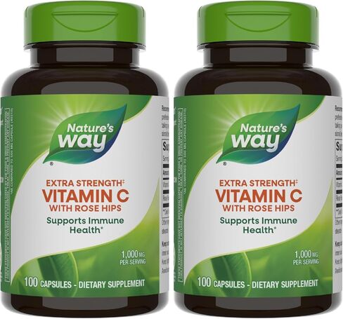 Nature's Way Extra Strength** Vitamin C with Rose Hips, Supports Immune Health*, Collagen Production*, High Potency Vitamin C, 100 Capsules (Packaging May Vary) in Saudi Arabia
