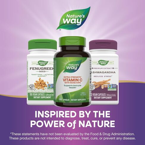 Nature's Way Extra Strength** Vitamin C with Rose Hips, Supports Immune Health*, Collagen Production*, High Potency Vitamin C, 100 Capsules (Packaging May Vary) in Saudi Arabia