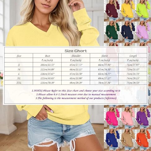 Women's V Neck Sweatshirt Fall Fleece Cute Pocket Sweatshirts Long Sleeve Oversized Comfy Sweater Y2k Soft Winter Pullover in Saudi Arabia