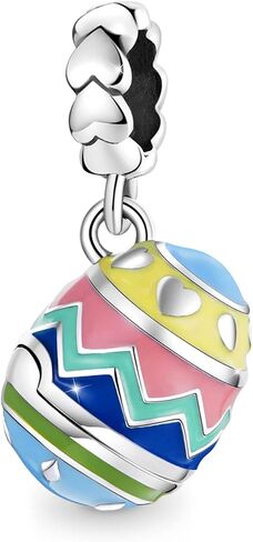 GNOCE Easter Egg Pendant Charms Openable with Heart Dangle Beads Charm 925 Sterling Silver Colorful Enamels Fit Bracelet/Necklace For Women Mother's Day Gift (style-1) in Saudi Arabia