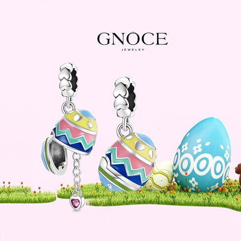 GNOCE Easter Egg Pendant Charms Openable with Heart Dangle Beads Charm 925 Sterling Silver Colorful Enamels Fit Bracelet/Necklace For Women Mother's Day Gift (style-1) in Saudi Arabia