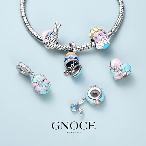 GNOCE Easter Egg Pendant Charms Openable with Heart Dangle Beads Charm 925 Sterling Silver Colorful Enamels Fit Bracelet/Necklace For Women Mother's Day Gift (style-1) in Saudi Arabia