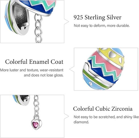 GNOCE Easter Egg Pendant Charms Openable with Heart Dangle Beads Charm 925 Sterling Silver Colorful Enamels Fit Bracelet/Necklace For Women Mother's Day Gift (style-1) in Saudi Arabia