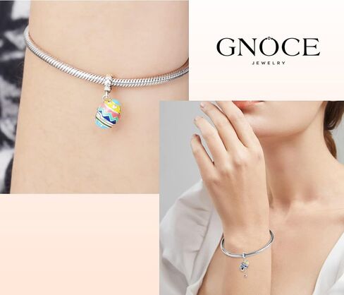 GNOCE Easter Egg Pendant Charms Openable with Heart Dangle Beads Charm 925 Sterling Silver Colorful Enamels Fit Bracelet/Necklace For Women Mother's Day Gift (style-1) in Saudi Arabia