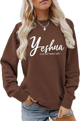 Yeshua سويت شيرت نسائي مسيحي بلوفر آية الكتاب المقدس قمصان بأكمام طويلة قمصان دينية يسوع in Saudi Arabia
