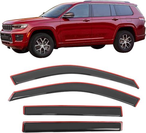 IKON MOTORSPORTS in Channel Window Visors Compatible with 2021-2025 Jeep Grand Cherokee L, Slim Style Acrylic Smoke Rain Guards, Side Window Wind Deflectors 4PCS in Saudi Arabia