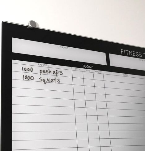 Glassboard Studio Highled Glass Glass Dry Poard - Planner المثالي ، والهدف ولوحة المهام لتتبع اللياقة - لوحة جدولة مثالية للمنزل والشقة واستخدام الصالة الرياضية (18 بوصة 24in) in Kuwait
