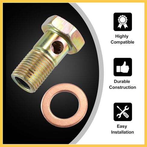 2 Set Banjo Bolt Brake Fitting Adapter Kit M16x1.5 Brake Line Thread Single Banjo Bolt with 16mm Washers Auto Replacement Parts in Saudi Arabia