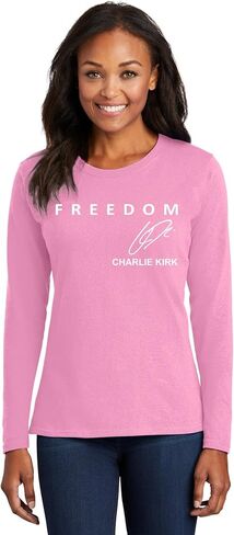 wild custom apparel Charlie Kirk Freedom Signature Merch Womens Long Sleeves in Saudi Arabia