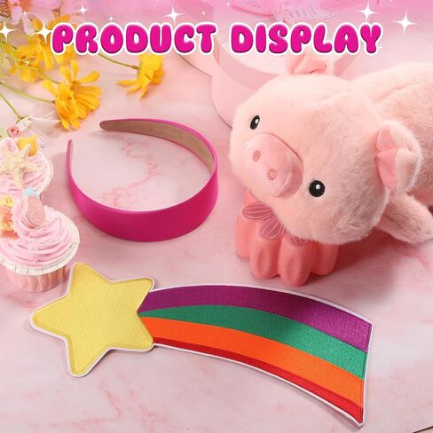JenPen 3 Pcs Women Rainbow Halloween Costume Accessories Star Large Shooting Star Patch Meteor Rainbow Sweater Patch Stain Pink Headband Pig Stuffed Animal Halloween Cosplay Party Outfit Accessories in Saudi Arabia