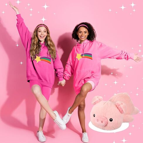 JenPen 3 Pcs Women Rainbow Halloween Costume Accessories Star Large Shooting Star Patch Meteor Rainbow Sweater Patch Stain Pink Headband Pig Stuffed Animal Halloween Cosplay Party Outfit Accessories in Saudi Arabia