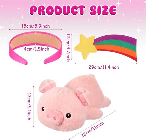JenPen 3 Pcs Women Rainbow Halloween Costume Accessories Star Large Shooting Star Patch Meteor Rainbow Sweater Patch Stain Pink Headband Pig Stuffed Animal Halloween Cosplay Party Outfit Accessories in Saudi Arabia