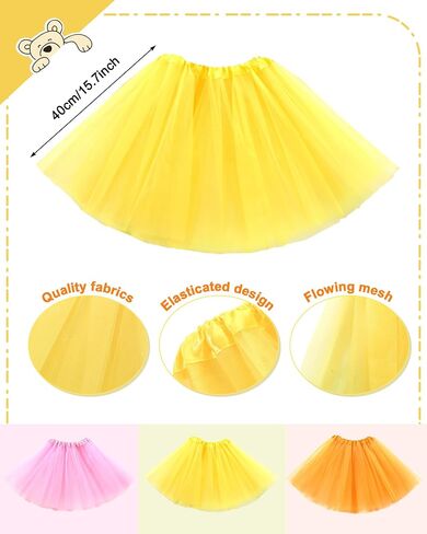 6 Pcs Yellow Bear and Friends Costume Accessories Bear Pig and Tiger Ear Headband, Yellow Pink and Orange Tutu Skirts Animal Ear Costume for Adult Halloween Cosplay Party Supplies in Saudi Arabia