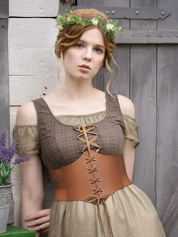 إكسسوارات YESSA من عصر النهضة، حزام مشد قرصان برباط للنساء، مشد تحت الصدر من العصور الوسطى للخصر، غطاء رأس Ren Faire in Kuwait