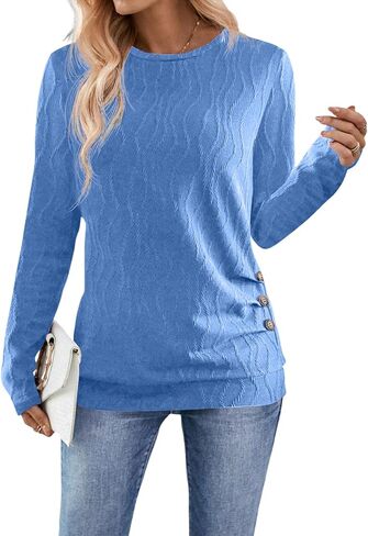 Samefar Womens Long Sleeve T Shirts Crewneck Fall Fashion 2025 Basic Business Casual Tops Tunics Clothing in Kuwait