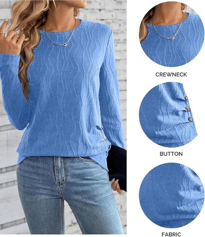 Samefar Womens Long Sleeve T Shirts Crewneck Fall Fashion 2025 Basic Business Casual Tops Tunics Clothing in Kuwait