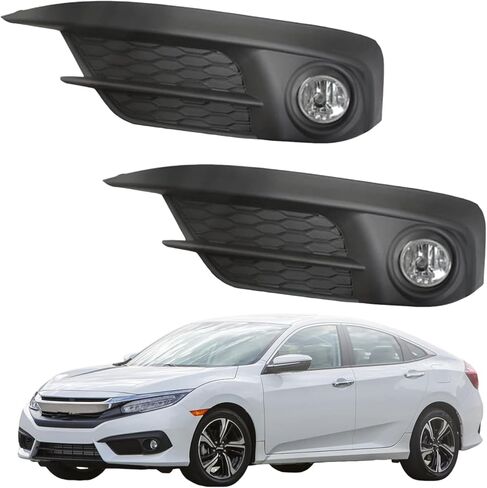 Left and Right Fog Lights Assembly Replacement for Civic 2-Door/4-Door 2016-2018 Clear Lens 33900-TBA-A01 33950-TBA-A01 in Saudi Arabia