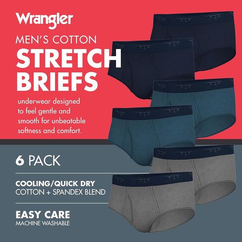 Wrangler Soft Flex Cotton Briefs Mens Underwear for Men - Pack of 6 Mens Briefs in Saudi Arabia
