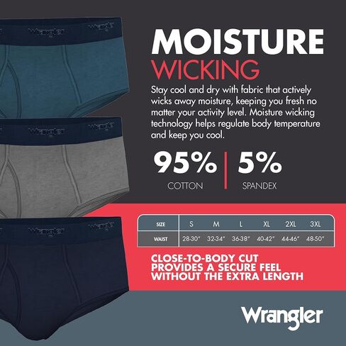 Wrangler Soft Flex Cotton Briefs Mens Underwear for Men - Pack of 6 Mens Briefs in Saudi Arabia