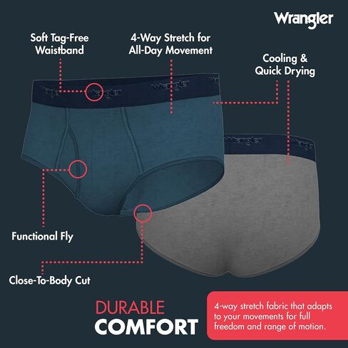 Wrangler Soft Flex Cotton Briefs Mens Underwear for Men - Pack of 6 Mens Briefs in Saudi Arabia