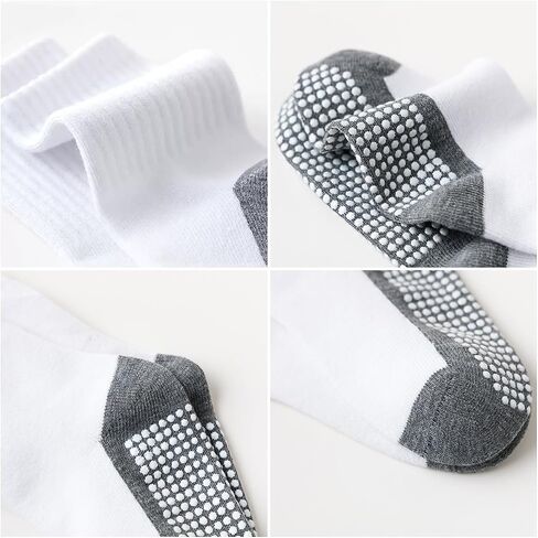 Boys Girls White Grip Socks With Grippers 1-12Y Unisex Toddler Kids Non Slip Trampoline Hospital Yoga Floor Crew Socks in Kuwait