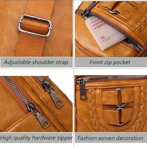 PU Leather Sling Bag Multi Pockets Chest Bag Backpacks Crossbody Purse Chest Daypack Sports Crossbody Bag in Saudi Arabia