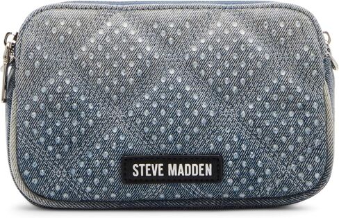 Steve Madden Daisy-r Quilted Double Zip Crossbody with Stones, Denim in Saudi Arabia