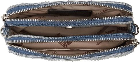 Steve Madden Daisy-r Quilted Double Zip Crossbody with Stones, Denim in Saudi Arabia