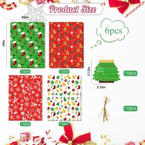 2pcs Large Christmas Gift Bags, Jumbo Holiday Drawstring Gift Bags 36" x 49" Giant Plastic Reusable Present Wrap Bags with Gift Tag Cards for Big Xmas Presents Party Decorations Holiday Gift Giving in Kuwait