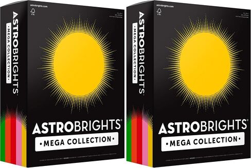 مجموعة Astrobrights Mega، بطاقات ملونة، تشكيلة 5 ألوان "رجعية"، 320 ورقة، 65 رطل/176 جرامًا للمتر المربع، 8.5 بوصة × 11 بوصة (91688) in Kuwait