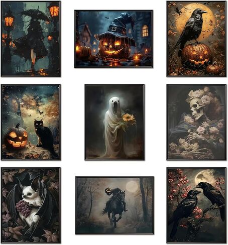 9 Pcs Easter Bunny Wall Art, Vintage Holiday Wall Decor Painting, Rabbit Canvas Poster Print Picture, Rustic Easter Egg Décor Oil Paintings, Home Decor Animals Artwork Prints 8''x10'' Unframed in Saudi Arabia