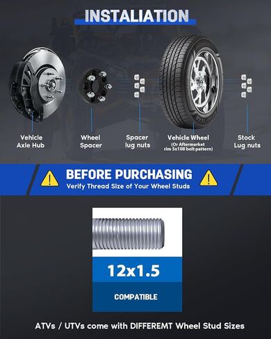 ECCPP 4PCS 5x108 to 5x108 Wheel Spacers Hub Centric 1.25" 5 Lug 12x1.5 63.4mm hub bore for ford Escape 2015 2017 2013-2022 for ford Focus 2012-2018 in Saudi Arabia