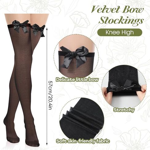 2 Pairs Thigh High Stockings Lace Satin Bow Stockings Women Tight Hosiery Over Knee Long Stocking in Saudi Arabia