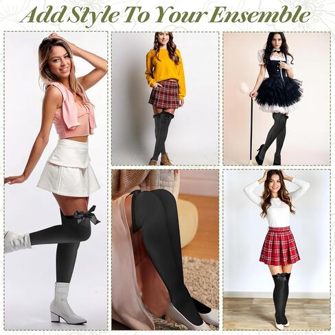 2 Pairs Thigh High Stockings Lace Satin Bow Stockings Women Tight Hosiery Over Knee Long Stocking in Saudi Arabia