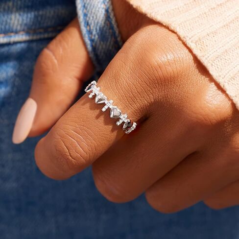 Story Jewellery Cross Ring for Love, Silver Matching Couple Cross Rings for Women, Inspirational Pray Cross Heart Religious Christian Faith Jewelry Gifts for Her, Pray Through it Ring for Wife, Valentines Day Gift Ring for Women in Saudi Arabia