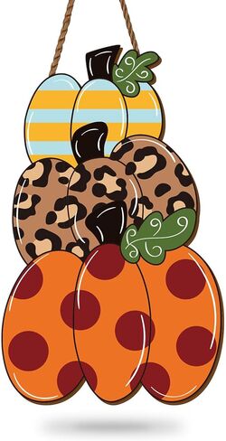 Whaline Fall Pumpkin Wood Front Door Sign Autumn Thanksgiving Wooden Hanging Sign Pumpkin Welcome Sign for Harvest Indoor Outdoor Home Porch Wall Decor in Saudi Arabia
