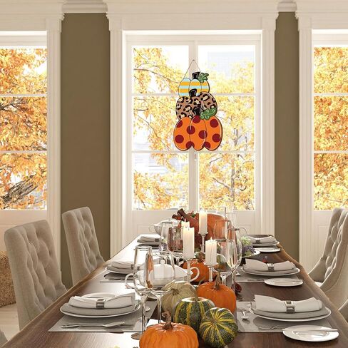 Whaline Fall Pumpkin Wood Front Door Sign Autumn Thanksgiving Wooden Hanging Sign Pumpkin Welcome Sign for Harvest Indoor Outdoor Home Porch Wall Decor in Saudi Arabia