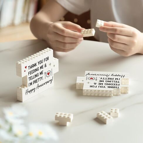 هدايا علامة الذكرى السنوية السعيدة للرجال، الصديق، لوحة زخرفية لبنات البناء الرومانسية، أفضل هدايا بطاقة الذكرى السنوية للزفاف للزوج، له، الزوجين، ديكورات المنزل المكتبية المضحكة in Kuwait