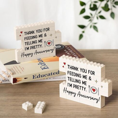 هدايا علامة الذكرى السنوية السعيدة للرجال، الصديق، لوحة زخرفية لبنات البناء الرومانسية، أفضل هدايا بطاقة الذكرى السنوية للزفاف للزوج، له، الزوجين، ديكورات المنزل المكتبية المضحكة in Kuwait