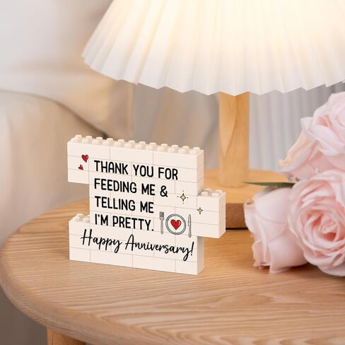 هدايا علامة الذكرى السنوية السعيدة للرجال، الصديق، لوحة زخرفية لبنات البناء الرومانسية، أفضل هدايا بطاقة الذكرى السنوية للزفاف للزوج، له، الزوجين، ديكورات المنزل المكتبية المضحكة in Kuwait