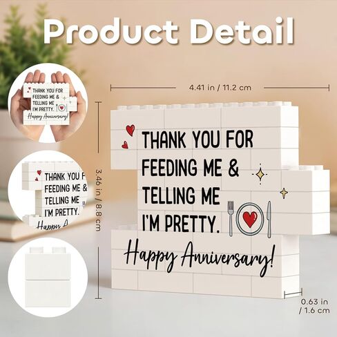 هدايا علامة الذكرى السنوية السعيدة للرجال، الصديق، لوحة زخرفية لبنات البناء الرومانسية، أفضل هدايا بطاقة الذكرى السنوية للزفاف للزوج، له، الزوجين، ديكورات المنزل المكتبية المضحكة in Kuwait