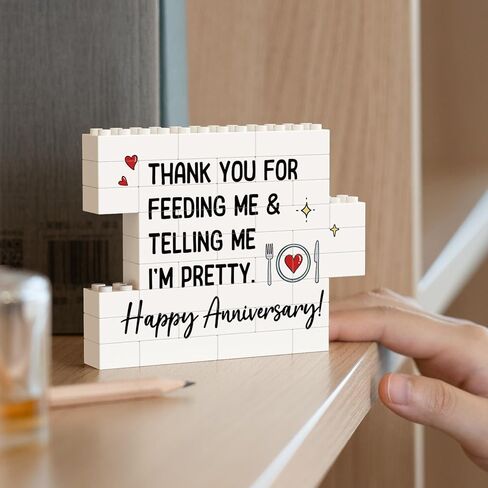 هدايا علامة الذكرى السنوية السعيدة للرجال، الصديق، لوحة زخرفية لبنات البناء الرومانسية، أفضل هدايا بطاقة الذكرى السنوية للزفاف للزوج، له، الزوجين، ديكورات المنزل المكتبية المضحكة in Kuwait