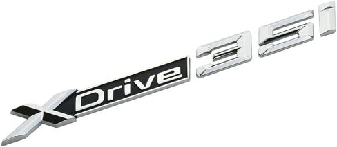 1Pc X Drive 35i Emblem 3D Badge Decal Nameplate Trunk Sticker Replacement for XDrive35i Cars (Silver Black), X1AQA-29 in Saudi Arabia