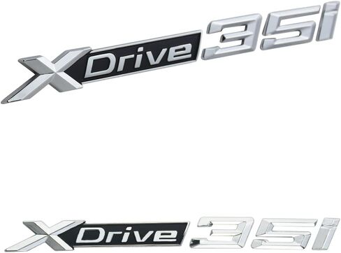 1Pc X Drive 35i Emblem 3D Badge Decal Nameplate Trunk Sticker Replacement for XDrive35i Cars (Silver Black), X1AQA-29 in Saudi Arabia